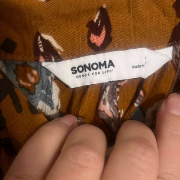 Sonoma Brown Blouse with Square Neckline and Smocked Sleeves - Picture 2 of 5